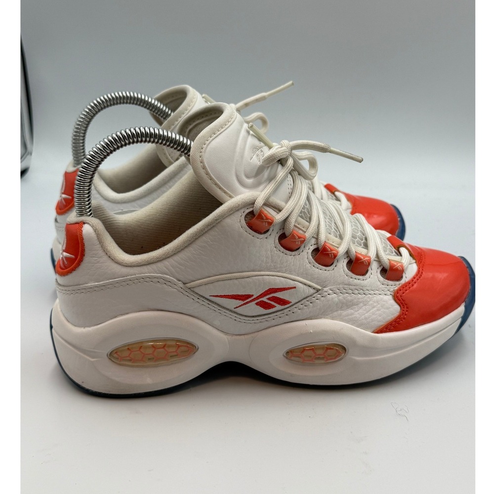 Reebok Question Low Allen Iverson Kids White Orange Blue Sneakers Sz 4